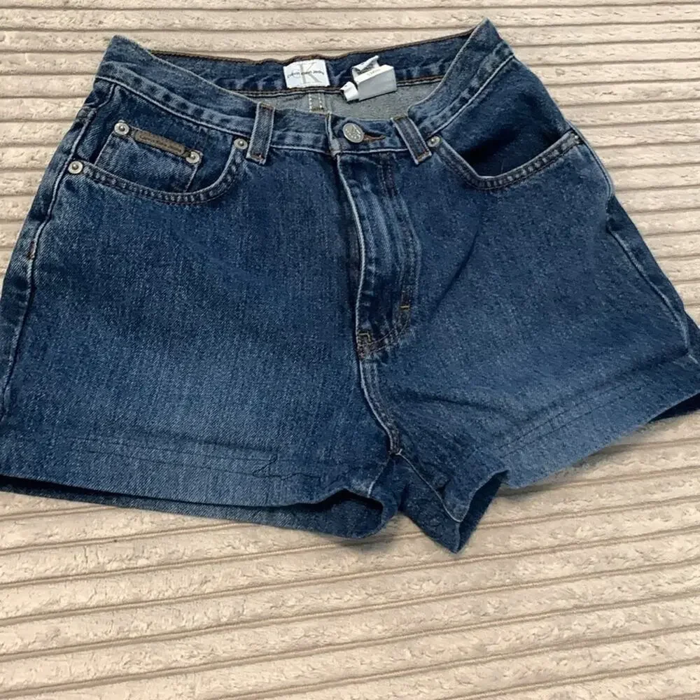 Vintage Calvin Klein CK Jean Shorts Size 4 Dark Wash Easy Fit High Rise Denim - Picture 7 of 10